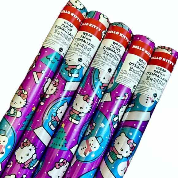 HELLO KITTY CHRISTMAS GIFT WRAP BUNDLE OF 5 - Picture 2 of 2